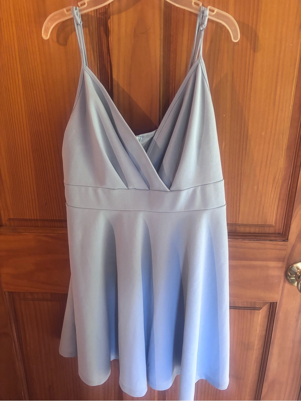 SHEIN Light Blue V-Neck Fit & Flare Mini Dress